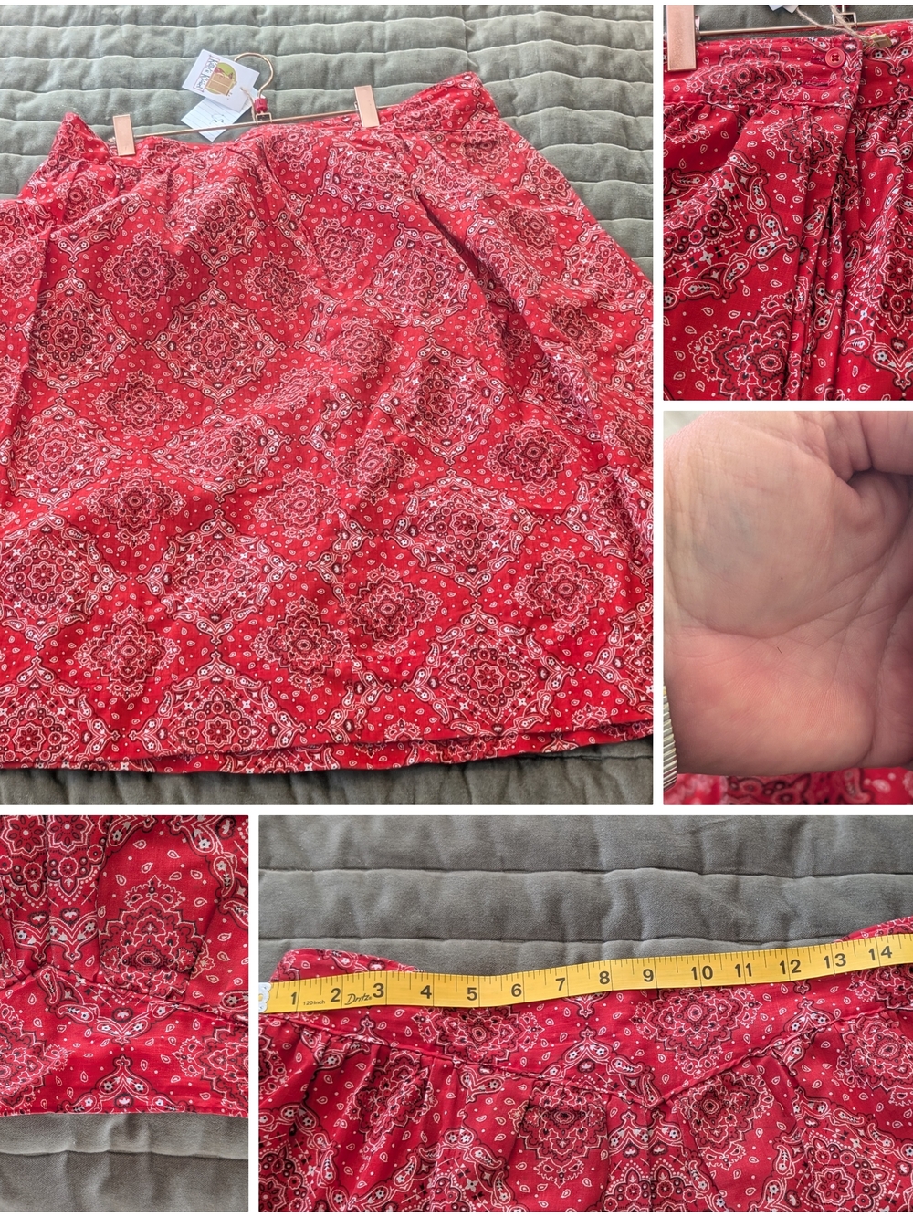 Vintage Red Bandana Print A-Line Skirt